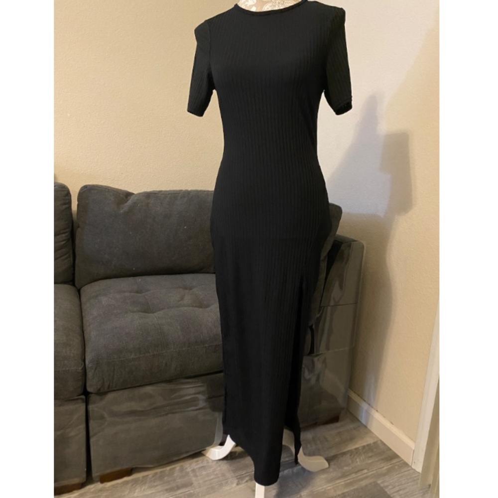 Floor length black dress